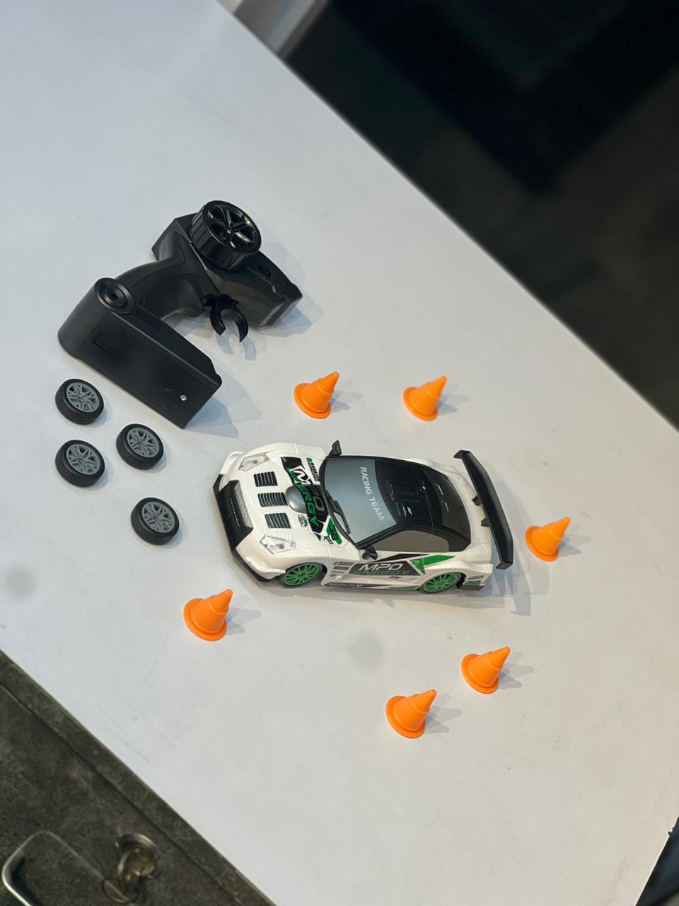 Premium RC Drift Car with App Control, Gyro Steering, Extra Wheels & Cones | Rechargeable 2.4GHz