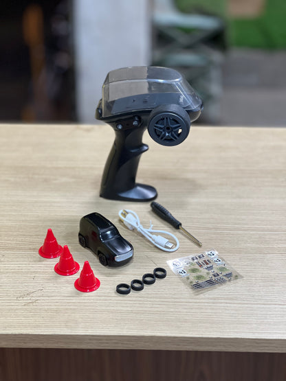 Mini RC Drift Car Set – Remote Control Car with Cones, Extra Tires & USB Charging