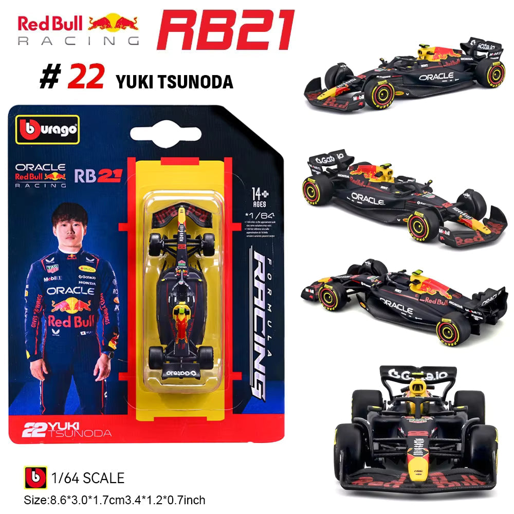RB - 21 Yuki Tsunoda Bburago Official Formula Racing Diecast Car | 1:64 Scale | Premium Collectible