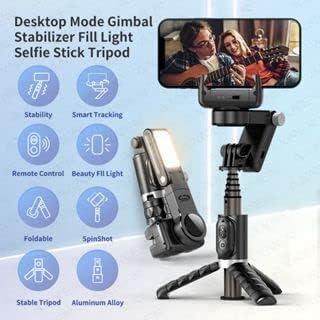 Smart Selfie Stick Gimbal with Fill Light | 360° Panoramic Stabilizer & Remote Control