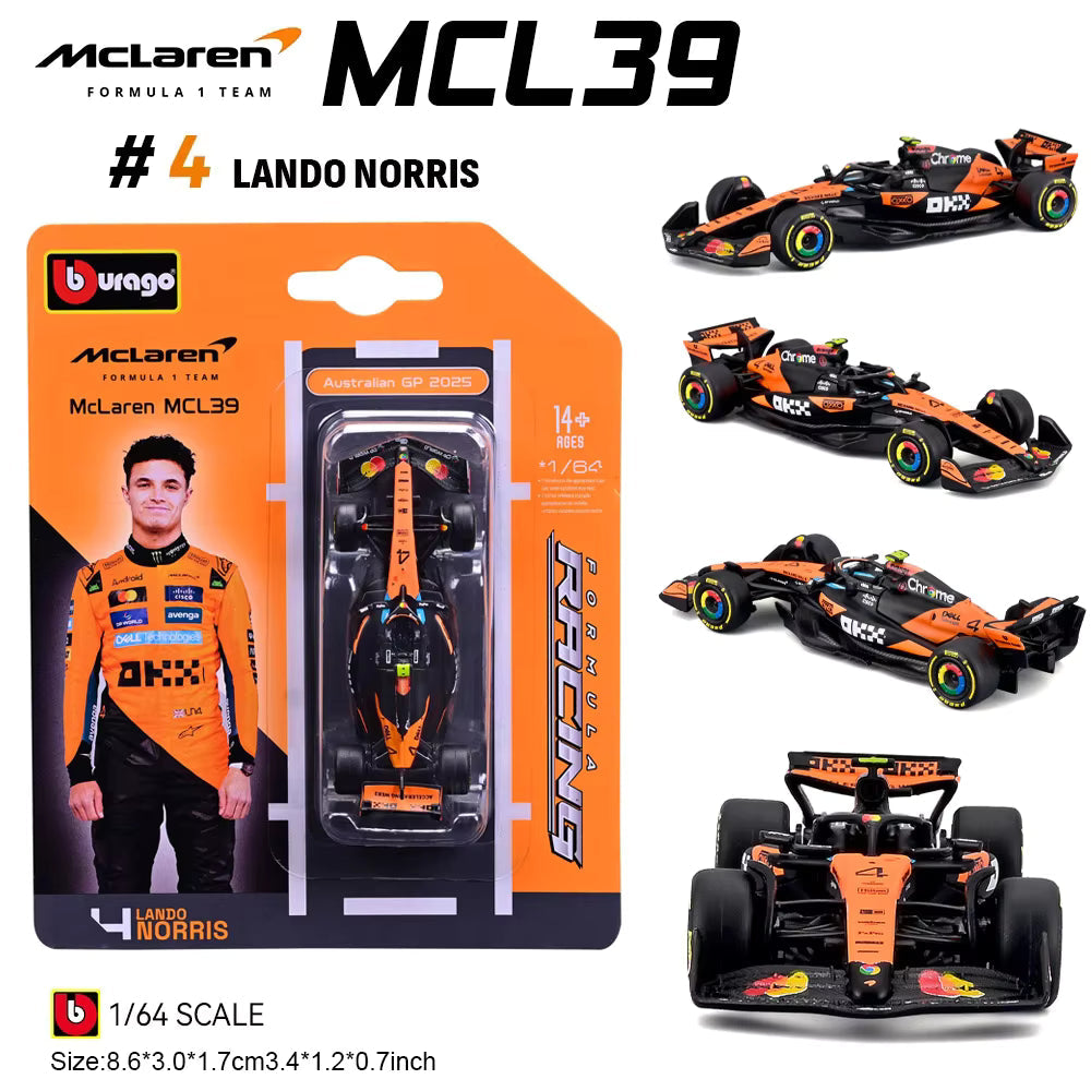 McLaren MCL39 Lando Norris Bburago Official Formula Racing Diecast Car | 1:64 Scale | Premium Collectible