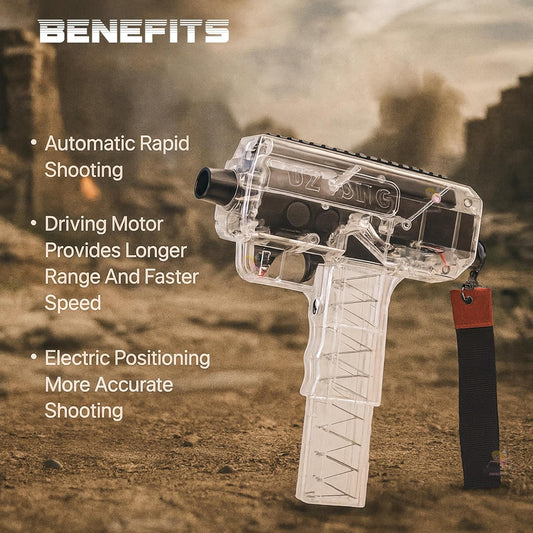 Wishkey Uzi-SMG Automatic Foam Dart Gun – Rapid-Fire Battery Operated Soft Bullet Blaster