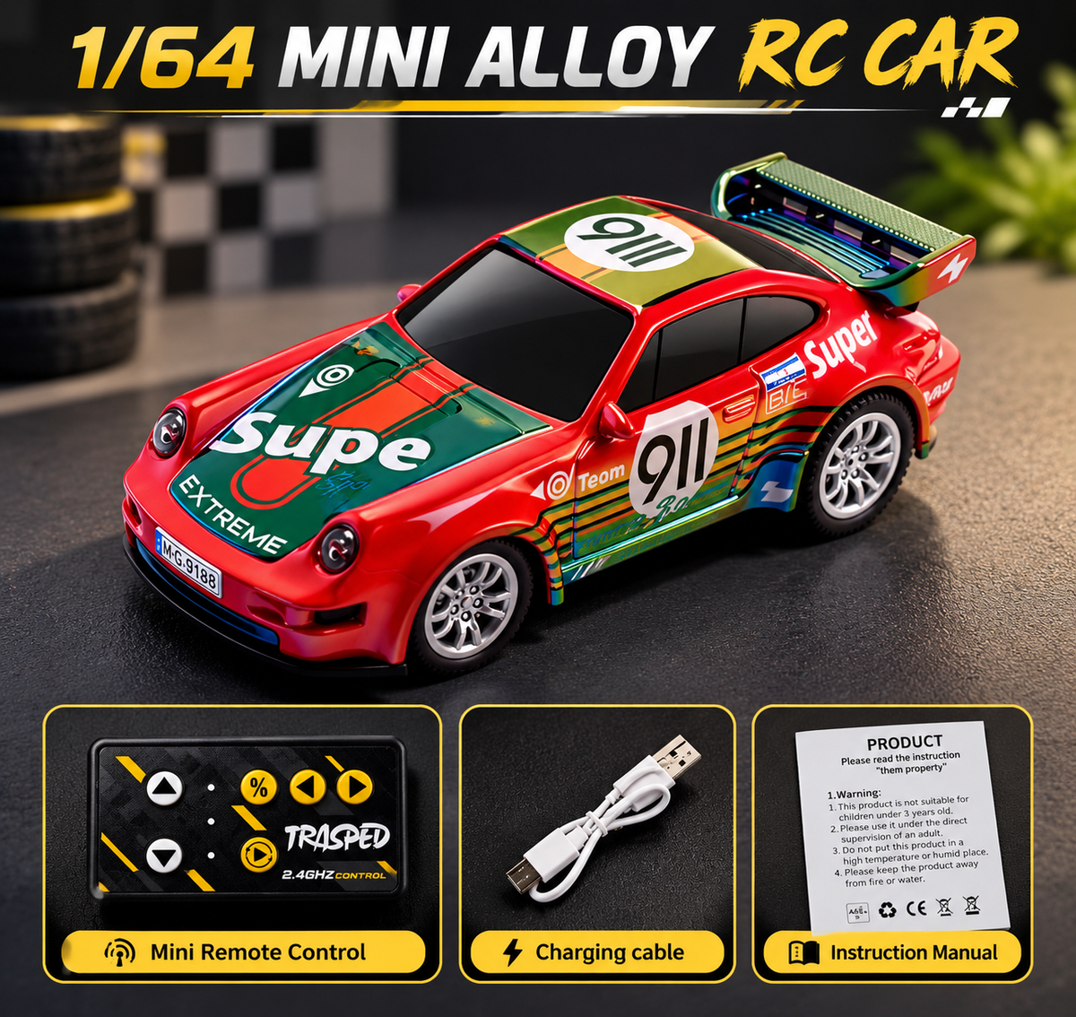 MINI RC PORSCHE 1:64 SCALE