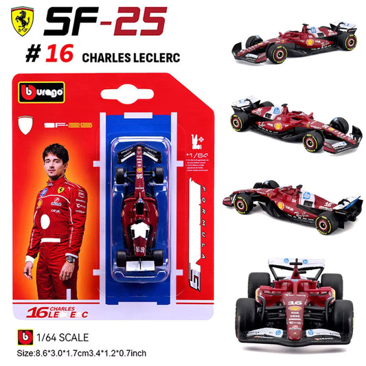 SF - 25 Charles Leclerc Bburago Official Formula Racing Diecast Car | 1:64 Scale | Premium Collectible