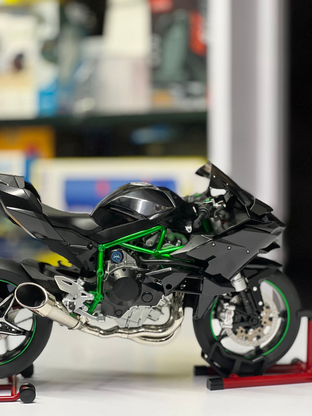 1:6 Scale Kawasaki Ninja H2R Diecast Motorcycle | Sound, Lights & Rechargeable Model
