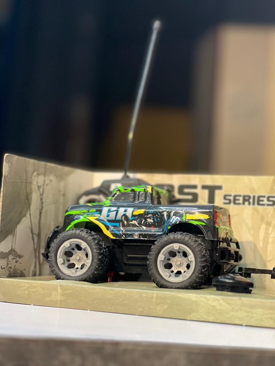 Mini Hobby-Grade Off-Road RC Car with Gorilla Cage | 4-Channel, Hard Grip Tires & Fiber Body