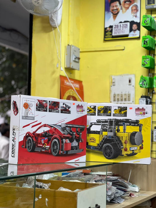 1:16 Scale Building Block RC Car | 446 Pieces | 4-Channel Remote | Opening Doors & Trunk