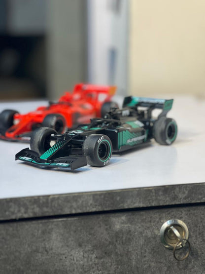 F1-Style RC Car with Smoke & LED Lights | Ferrari & Petronas Colours | 4-Channel Remote Control