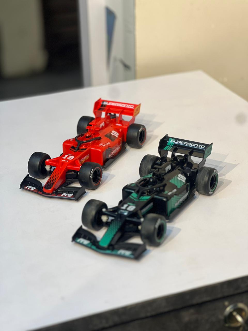F1-Style RC Car with Smoke & LED Lights | Ferrari & Petronas Colours | 4-Channel Remote Control